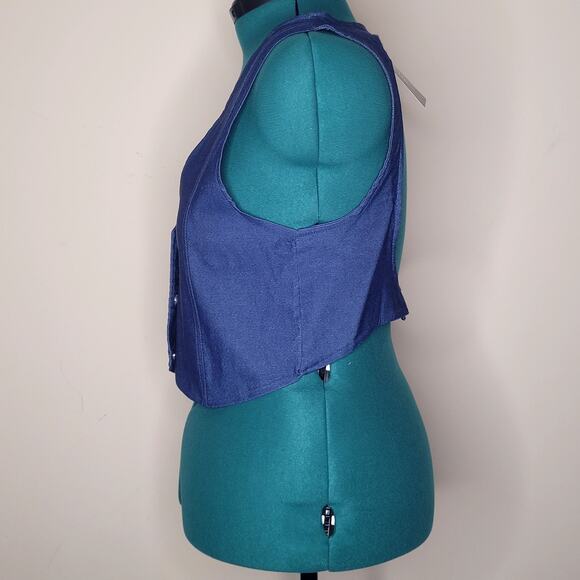 One‎ Up Womens Dark Blue Stretchy Vest Medium 90s Inspired Festival Western NWT - Picture 2 of 8